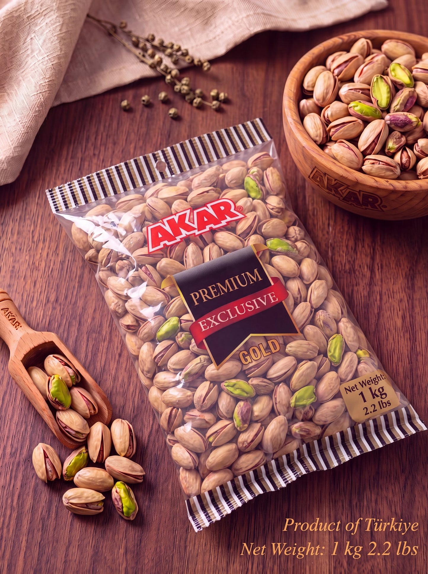 Akar Premium Turkish Pistachios – Roasted & Salted Antep Pistachios in Shell | 1 kg (2.2 lbs)
