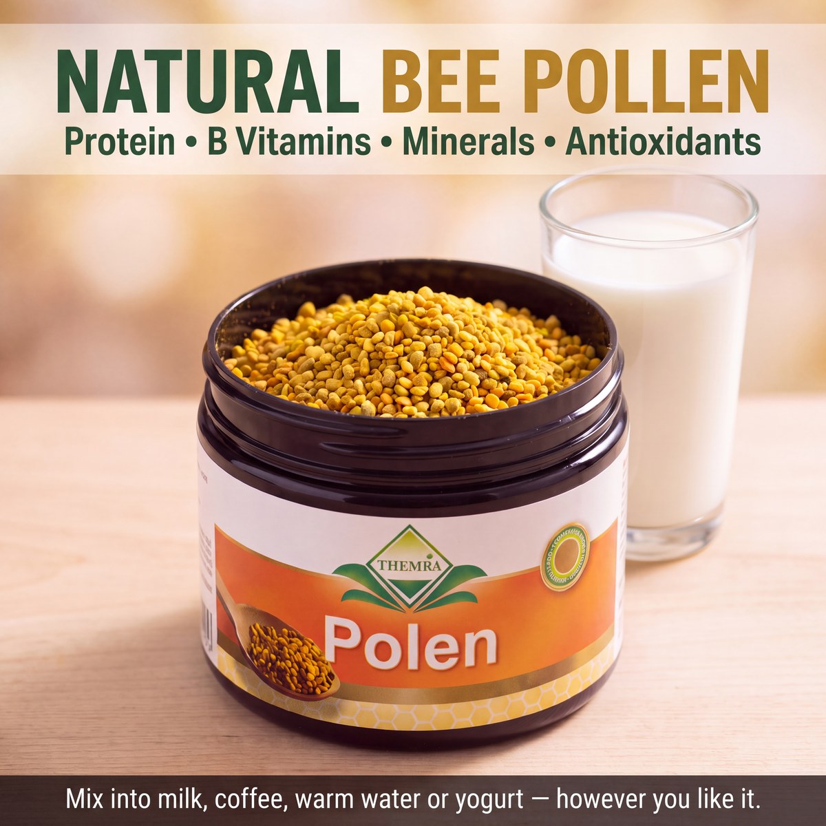 Raw Bee Pollen Granules, 100% Natural — 4.25 oz